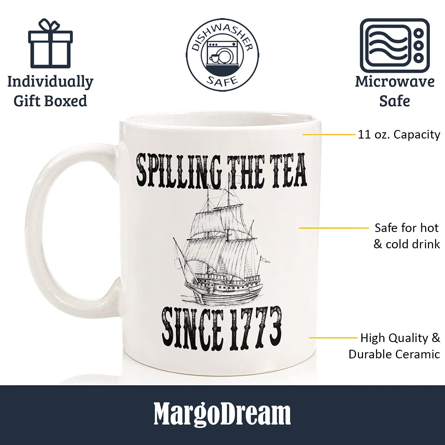 History Teacher Gift Spilling the Tea Since 1773 Coffee Cup, Appreciation Funny History Major Mug, Mugs For History Teacher Men For Woman Birthday Christmas Teacher's Day Gifts White Coffee Mug 11 Oz