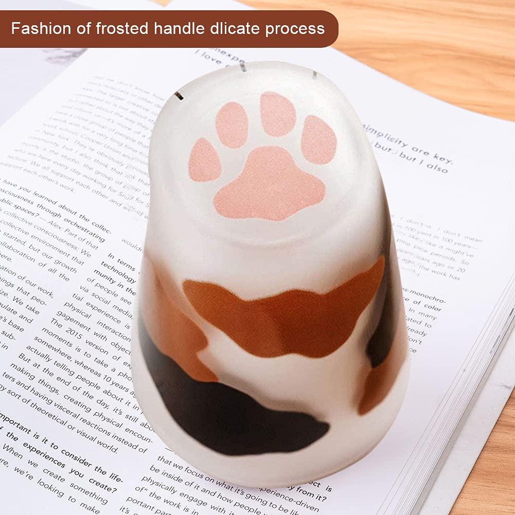 Cat Paw Cup，Cat claw Cup Milk Glass Frosted Glass Cup Cute Cat Foot Claw Print Mug Cat Paw for Coffee Kids Milk Glass Cups Tumbler Personality Breakfast Milk Cup (color 1+color 2)