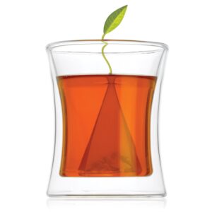 tea forte poom double wall glass tea cup for hot or iced tea