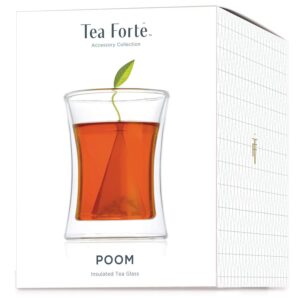 Tea Forte Poom Double Wall Glass Tea Cup for Hot or Iced Tea