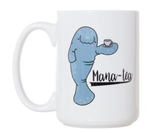 mana-tea funny manatee mug - 15oz deluxe double-sided coffee tea mug