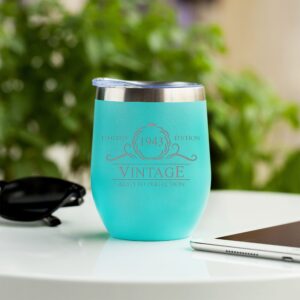 80th Birthday Gifts for Women - 1943 12 oz Mint Stemless Wine Tumbler - 80th Birthday Decorations for Women - Birthday Gifts for 80 Year Old Women Mom - Funny 80th Birthday Idea Presents for Women