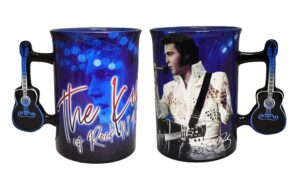midsouth products ceramic elvis mug with guitar handle - white jumpsuit, 16 fluid ounce