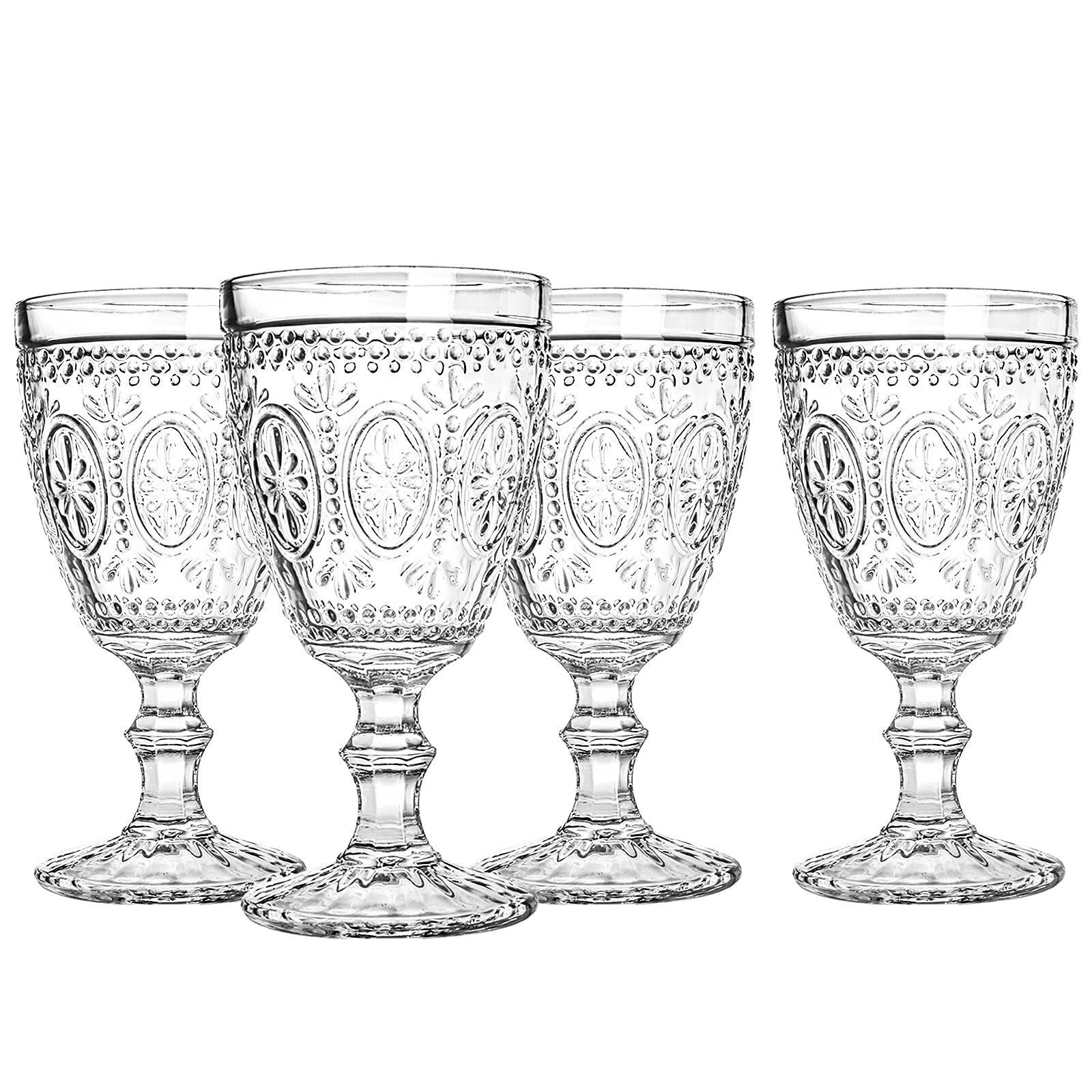 Bekith Classic Goblet Party Glasses, Wine Glasses Goblets, Iced Tea Glasses, Beverage Stemmed Glass Cups, 12 Ounce, Set of 4