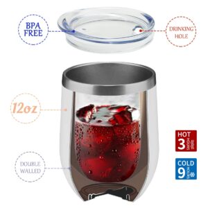 TDYDDYU 8pack 12 OZ Stainless Steel Wine Tumbler with Lid,Wine Glass Tumbler Double Wall Vacuum Insulated Travel Tumbler Cup for Coffee, Wine, Cocktails, Ice Cream… (Combination Color 8pack)