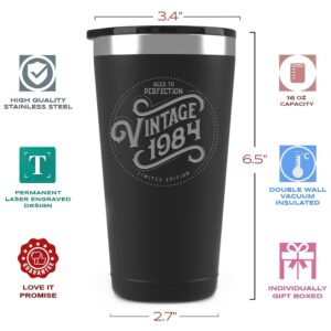 Sodilly Coffee Tumbler - Vintage 1983 Design - Ideal 1983 Birthday Gifts for Men - Perfect for 40th Birthday Celebrations - Unique 40th Birthday Travel Mug - 1983 Vintage 16 oz Black Coffee Tumbler