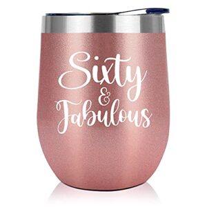 neweleven 60th birthday gifts for women - 1964 60th birthday decorations for women - happy 60th birthday gifts for women - 60th birthday gift ideas for women, mom, wife, aunt - 12 oz wine tumbler