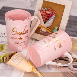 Mugpie Grandma and Grandpa EST 2023 Mugs - New Grandparent Announcement First Time Pregnancy Gifts Coffee Mug Set- Elegant Gifts for Baby Shower Mother's Day Father's Day - 12.5oz Ceramic Coffee Cup