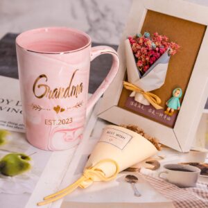 Mugpie Grandma and Grandpa EST 2023 Mugs - New Grandparent Announcement First Time Pregnancy Gifts Coffee Mug Set- Elegant Gifts for Baby Shower Mother's Day Father's Day - 12.5oz Ceramic Coffee Cup