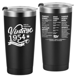 greatingreat 1954 70th birthday gift for women and men - 70th gifts for parents - 70th class reunion - mom dad wife husband present - 20oz tumbler cup black