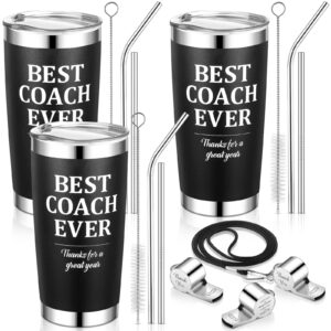 sumind 6 pcs coach gifts best coach ever tumbler with lid lanyard whistle coach stainless steel travel mug best coach ever gifts coach appreciation tumbler soccer volleyball basketball football 20 oz