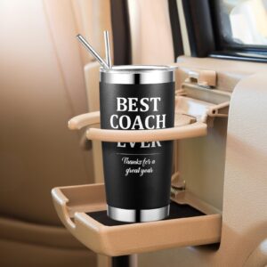 Sumind 6 Pcs Coach Gifts Best Coach Ever Tumbler with Lid Lanyard Whistle Coach Stainless Steel Travel Mug Best Coach Ever Gifts Coach Appreciation Tumbler Soccer Volleyball Basketball Football 20 oz