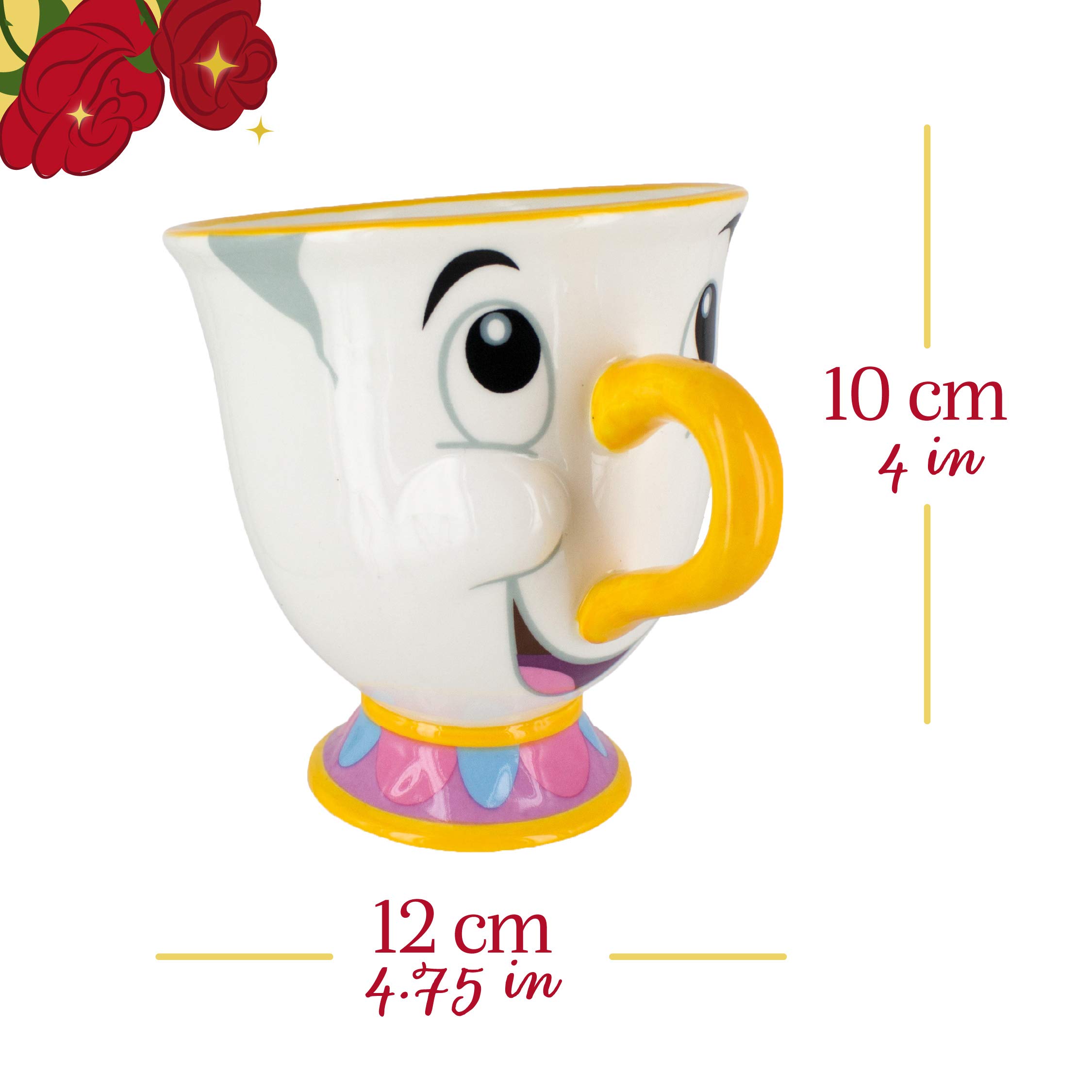 Disney Beauty and the Beast Offical Licensed Chip Tea Cup by Paladone, 9oz Ceramic Coffee Mug a Disney Princess Collectible Novelty Gift