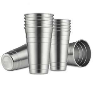 meway premium stainless steel cups 24 oz pint cup tumbler (12 pack) - premium metal cups - stackable durable cup，chilling beer glasses, for travel, outdoor, camping, everyday