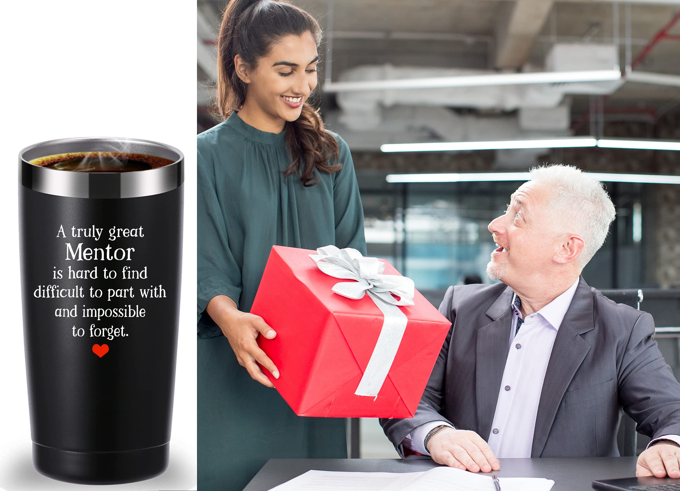 momocici Mentor Gifts 20 OZ Tumbler.A Truly Great Mentor Is Hard To Find And Impossible To Forget.Appreciation,Retirement,Goodbye,Farewell Gifts for Mentoring Teacher Boss Peer Mug(Black)