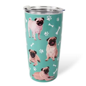 pug gifts- 20 oz stainless steel tumbler - dog lover gifts - gifts for dog mom, dog owner, women, girls, friends, daughters, coworkers - pug tumbler