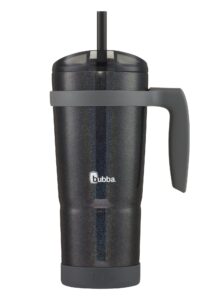 bubba brands vacuum-insulated stainless steel tumbler with lid, straw, removable bumper and handle, 32oz reusable iced coffee or water cup, bpa-free travel tumbler, licorice iridescent