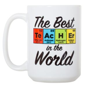 artisan owl the best teacher in the world - periodic table science teacher - 15 oz deluxe double-sided coffee tea mug