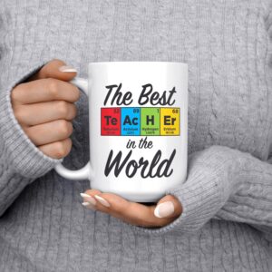 Artisan Owl The Best Teacher In The World - Periodic Table Science Teacher - 15 oz Deluxe Double-Sided Coffee Tea Mug