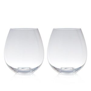 big betty - premium xl stemless jumbo wine glass set – oversized wine glasses, each holds an entire whole bottle of wine or champagne – elegant glassware set of 2 - clear