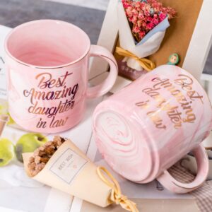 Mugpie Daughter In Law Gifts from Mother In Law - Best Amazing Daughter In Law Coffee Mug - Funny Birthday Gifts for Mom Wife - Mother's Day Christmas gifts Idea - Cute Pink Cup 11.5oz