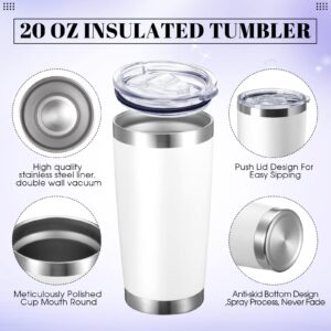 Sieral 25 Pieces 20oz Tumbler Bulk Stainless Steel Cups Double Wall Vacuum Insulated Travel Mug Bulk Stainless Steel Tumblers Lid and Straw Powder Coated Coffee Cups for Cold and Hot Drinks (White)