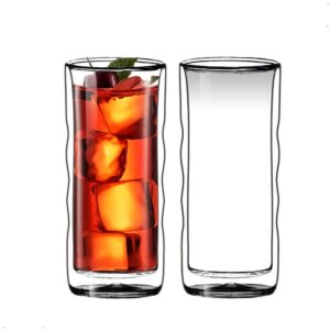 sun's tea(tm 20oz wave strong double wall thermo glasses for beer/tea/coffee, set of 2