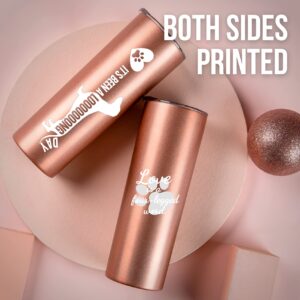 Onebttl Dachshund Mom Gifts, 20oz Skinny Tumbler for Dachshund Lovers, Weiner Dog Lovers, Women, Girls and Dog Mom, Rose Gold (It's Been A Long Day)