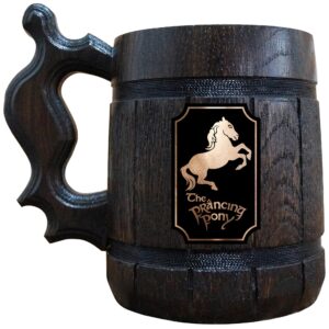 prancing pony beer mug, 22 oz, lord beer stein, personalized wooden beer tankard, beer mugs with handles, groomsman gift, gift for him, gift for man