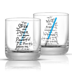 JoyJolt Star Wars Obi-Wan Kenobi Lightsaber Short Drinking Glass - 10 oz - Set of 2