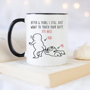 YouNique Designs 6 Years Anniversary Mug, 11 Ounces, Funny 6th Anniversary Coffee Mug for Him, Sixth Year Wedding Anniversary Cup for Couples (Black Handle)