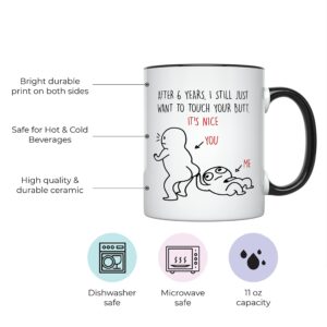 YouNique Designs 6 Years Anniversary Mug, 11 Ounces, Funny 6th Anniversary Coffee Mug for Him, Sixth Year Wedding Anniversary Cup for Couples (Black Handle)