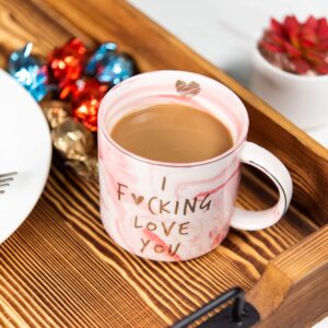 Hendson Girlfriend Anniversary, Birthday, Romantic Gift - I Love You - Cute Couple Gifts Ideas for Girlfriend, Wife, Fiance, Mom, Her, Couples - Pink Marble Mug, Ceramic 11.5oz Coffee Cup