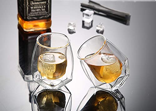 Whiskey Glasses Set of 2, Premium Lead-Free Crystal Clear Scotch Thick Weighted Bottom Rocks Glass with Elegant Box, Great Gift for Father's Day, Dad's Birthday or Scotch Lovers and Man