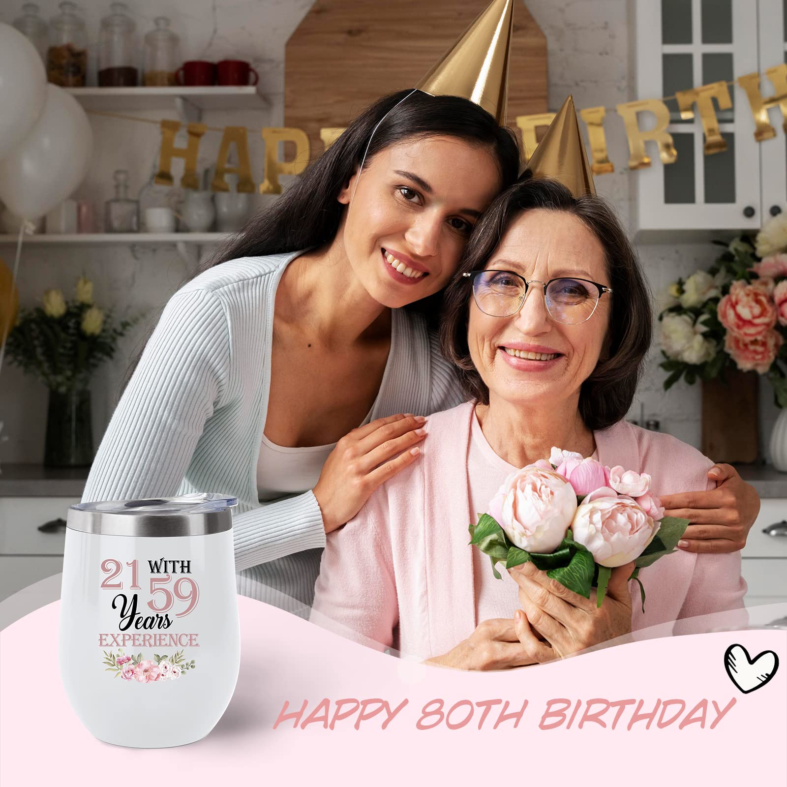 Jevuta 80th Birthday Gifts For Women, Funny Birthday Gifts for 80th, Best Birthday Gift For Turning 80, 1943 Birthday Gifts Ideas For Her, Mom, Grandma, Friend, Sister Wine Tumbler Gifts (12oz)