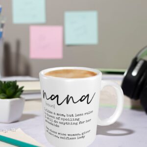 Yipaidel Nana Mother's Day Nana Definition Coffee Mug, Funny White Ceramic Cup 11 OZ Birthday Gifts For Aunt Sister Confidante Grandpa Uncle Friends, Men Women Love It