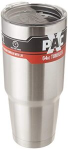 xpac 64 ounce double vacuum wall stainless steel tumbler with lid, fits in a 4" wide car beverage holder