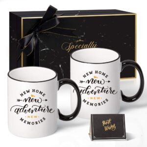 house warming presents for new home- new home new adventure new memories - housewarming gifts new home for women, men, him, her, ceramic coffee mug tea cup 11 oz with gift box (double)