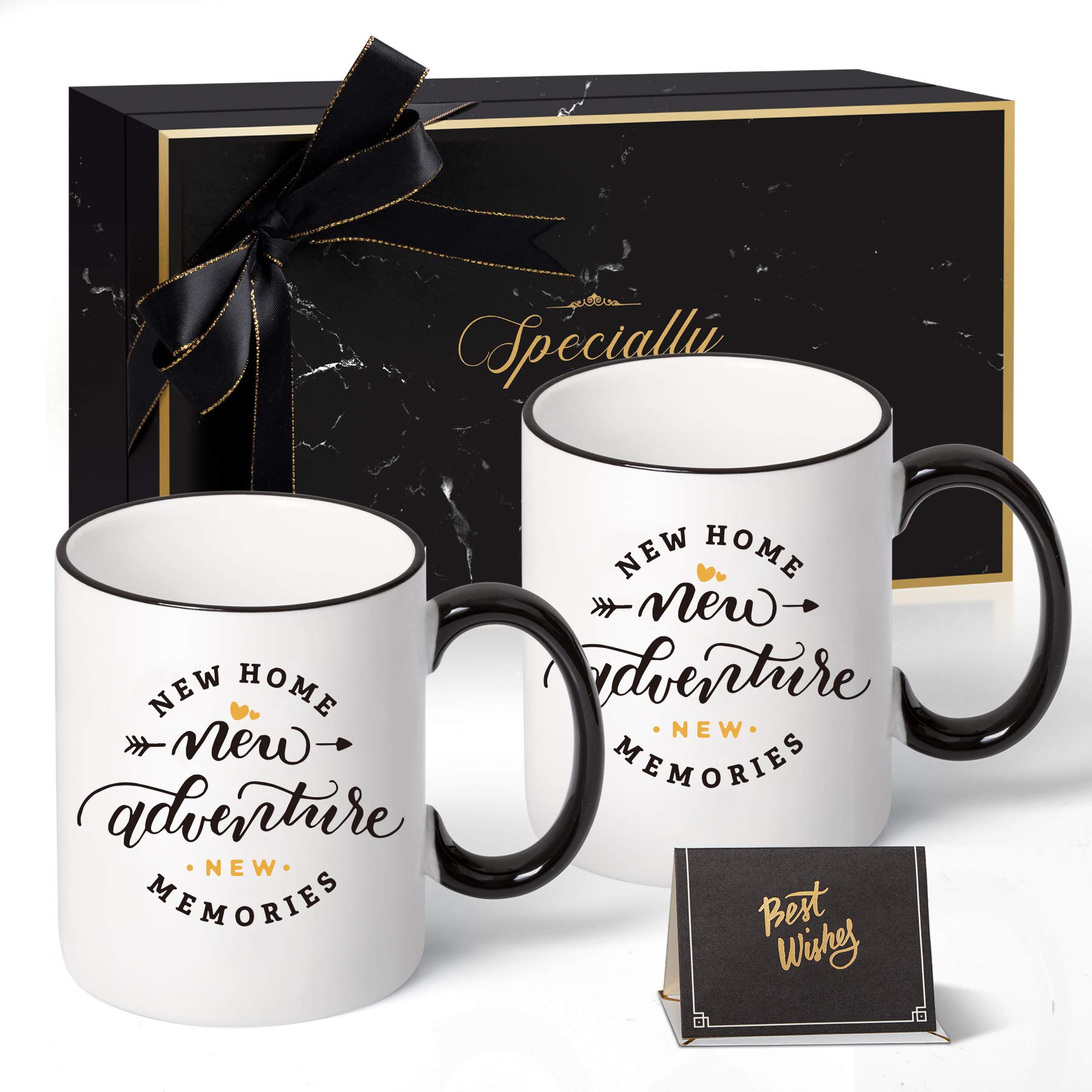 House Warming Presents for New Home- NEW HOME NEW ADVENTURE NEW MEMORIES - Housewarming Gifts New Home for Women, Men, Him, Her, Ceramic Coffee Mug Tea Cup 11 Oz with Gift box (Double)