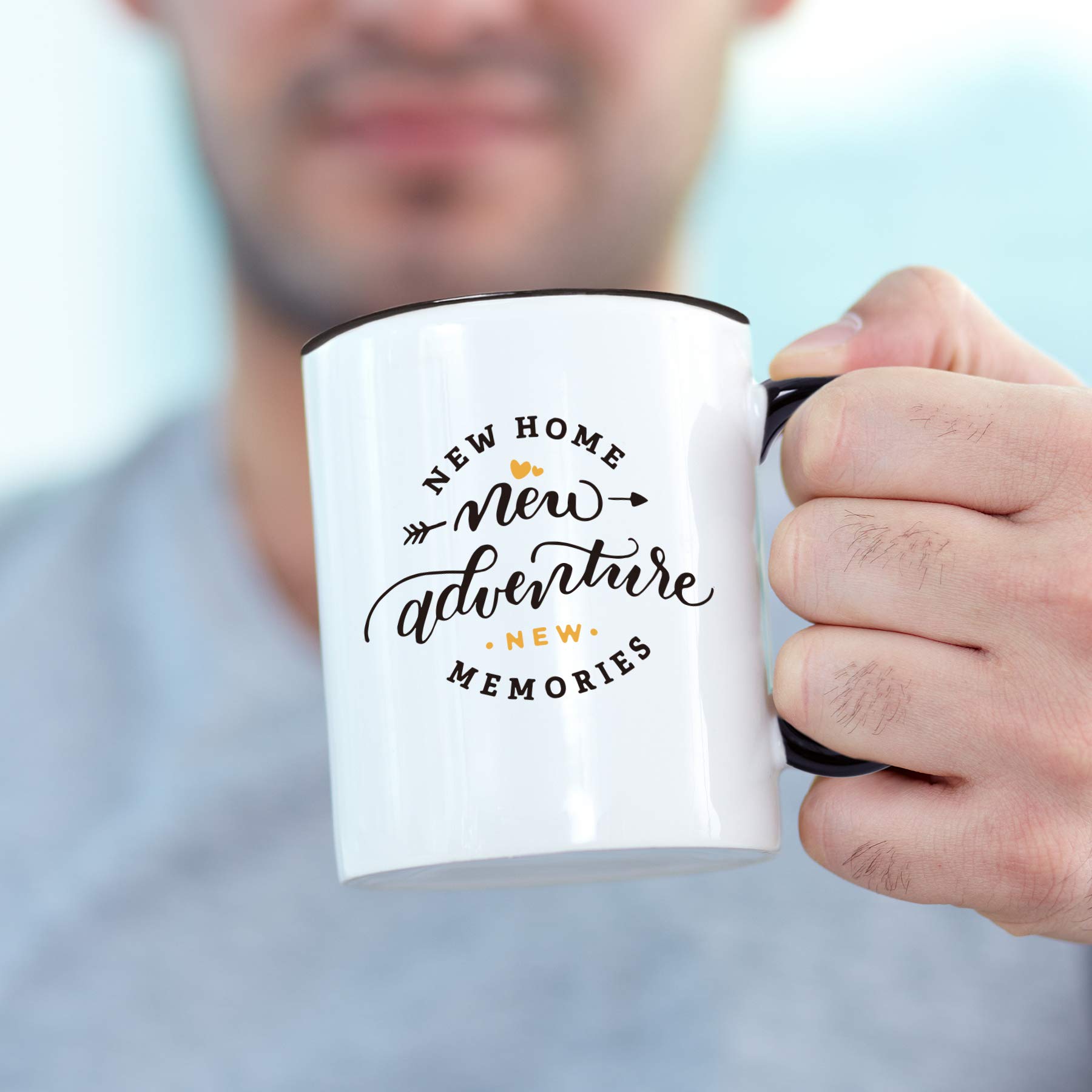 House Warming Presents for New Home- NEW HOME NEW ADVENTURE NEW MEMORIES - Housewarming Gifts New Home for Women, Men, Him, Her, Ceramic Coffee Mug Tea Cup 11 Oz with Gift box (Double)