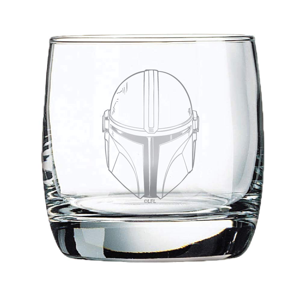 The Mandalorian Glass Set (Helmets) - 10 oz Capacity - Glasses 2-Pack - Star Wars Design - Heavy Base