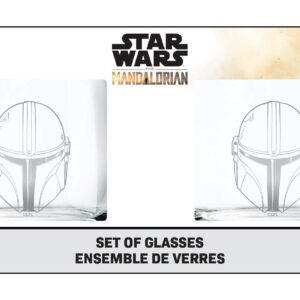 The Mandalorian Glass Set (Helmets) - 10 oz Capacity - Glasses 2-Pack - Star Wars Design - Heavy Base