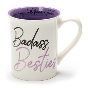 enesco our name is mud bad besties stoneware mug, 1 count (pack of 1), purple