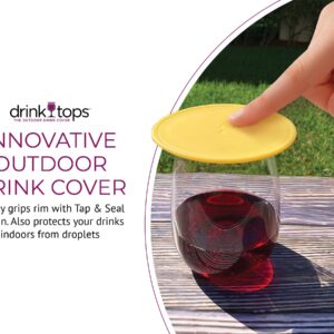 Coverware Drink Tops Tap & Seal Outdoor Drinking Glass Cover - Gently Suctions to Glasses to Keep Particles Out & Reduce Splashing - For Wine Glasses, Coffee & Tea Mugs, Beverage Glasses - 4 Pack