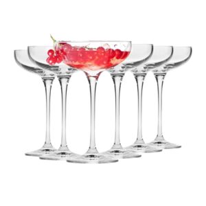 krosno champagne coupe glasses | set of 6 | 8.1 oz | harmony collection | perfect for home restaurants and parties | suitable for serving sparkling wine | dishwasher safe | gift idea | made in eu