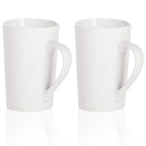 coffee mugs set of 2, 13 oz plain white porcelain mugs for diy paint,dishwasher safe, microwave safe, chip-free,lead-free (2pack)
