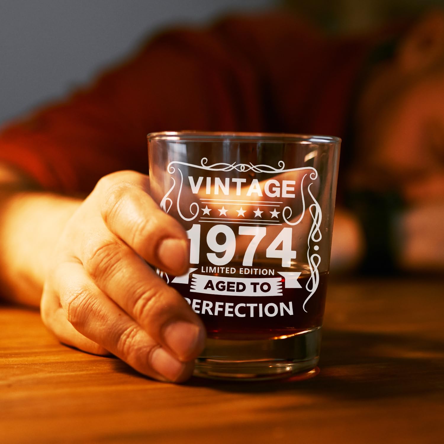 Old Fashioned Glasses 1974-Vintage 1974 old time information 10.25oz Whiskey Rocks Glass -50th Birthday Aged to Perfection - 50 years old gifts Bourbon Scotch Lowball Old Fashioned-1PCS