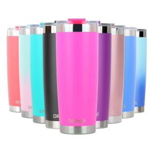 drinco - 20 oz stainless steel tumbler | double walled vacuum insulated mug with lid, 2 straws, for hot & cold drinks (20oz, 20oz island pink)