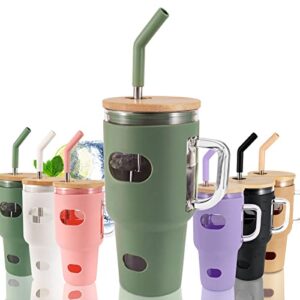 aootoosport 32 oz tumbler water bottle glass coffee cups with straw and lid spill proof bpa free