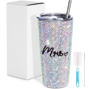 bling diamond mrs tumble cup bridal insulated tumbler with reusable straw bride miss to gift maid of honor for bridal shower engagement gift bachelorette party(ab color, stylish style)
